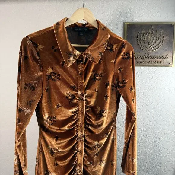 Women's House of Harlow Amber Floral Ruched Front Button Front Dress Size Small - Picture 10 of 10